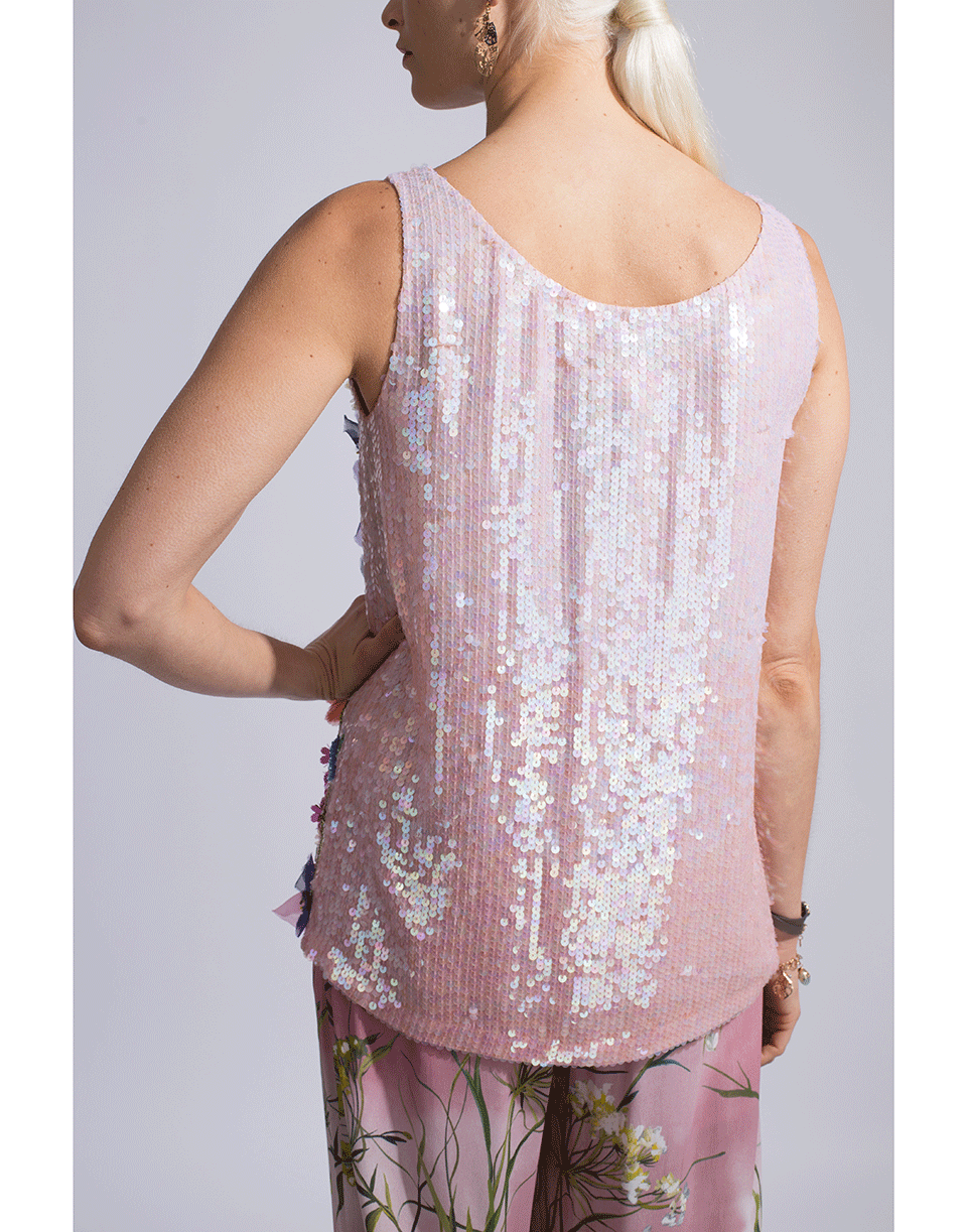 BLUMARINE-Floral Embroidered Top-ROSA