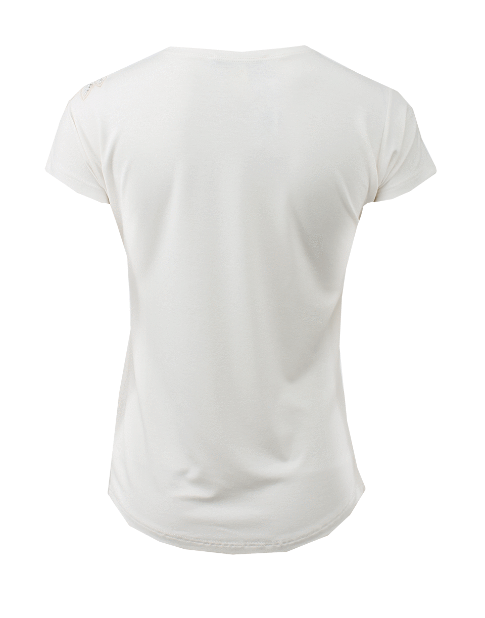 BLUMARINE-Floral Applique Shoulder T-Shirt-