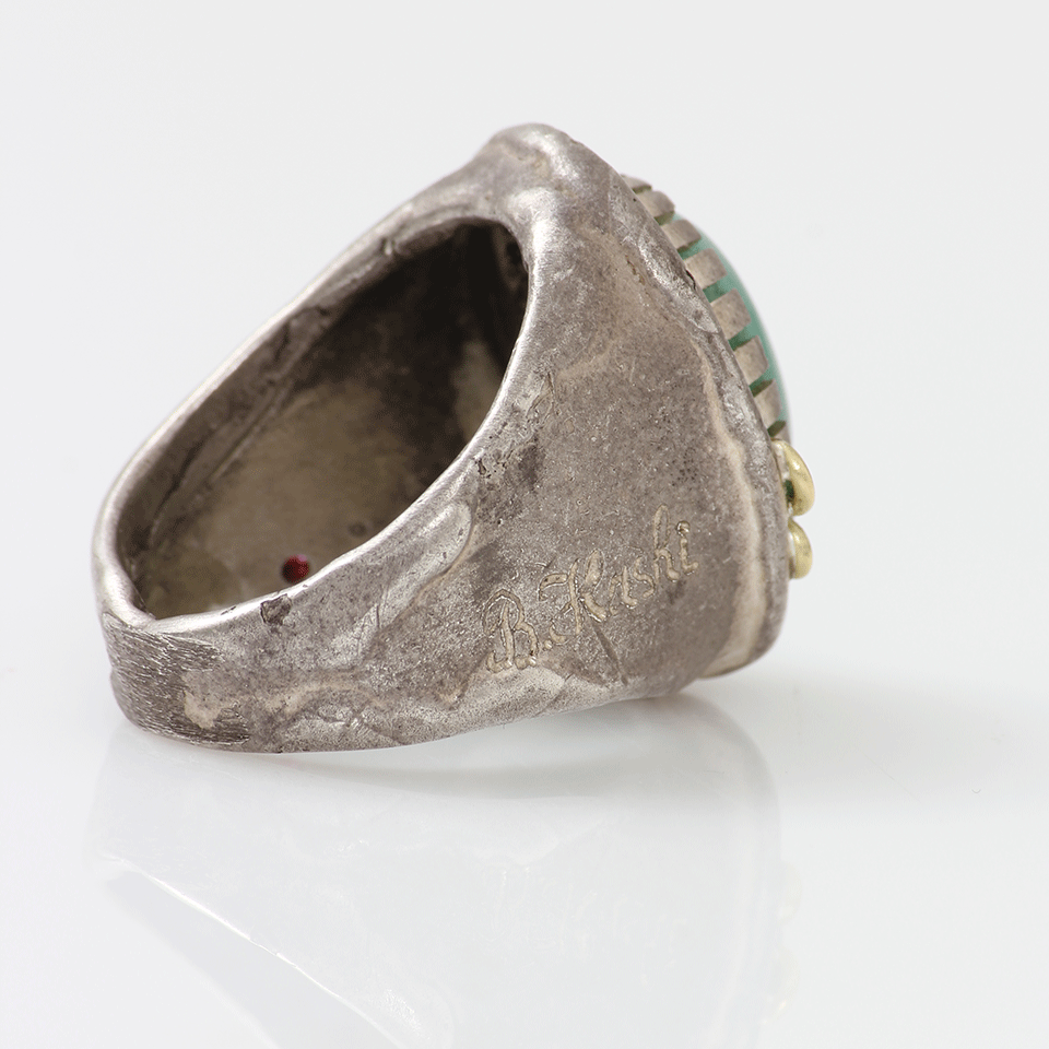BOAZ KASHI-Huge Agate And Tourmaline Ring-SILVER