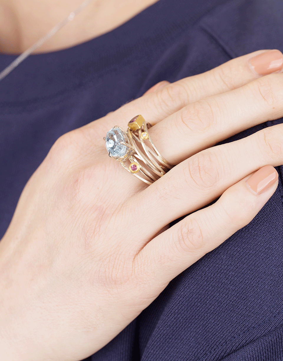 BOAZ KASHI-Wire Wrap Ring-WHITE GOLD