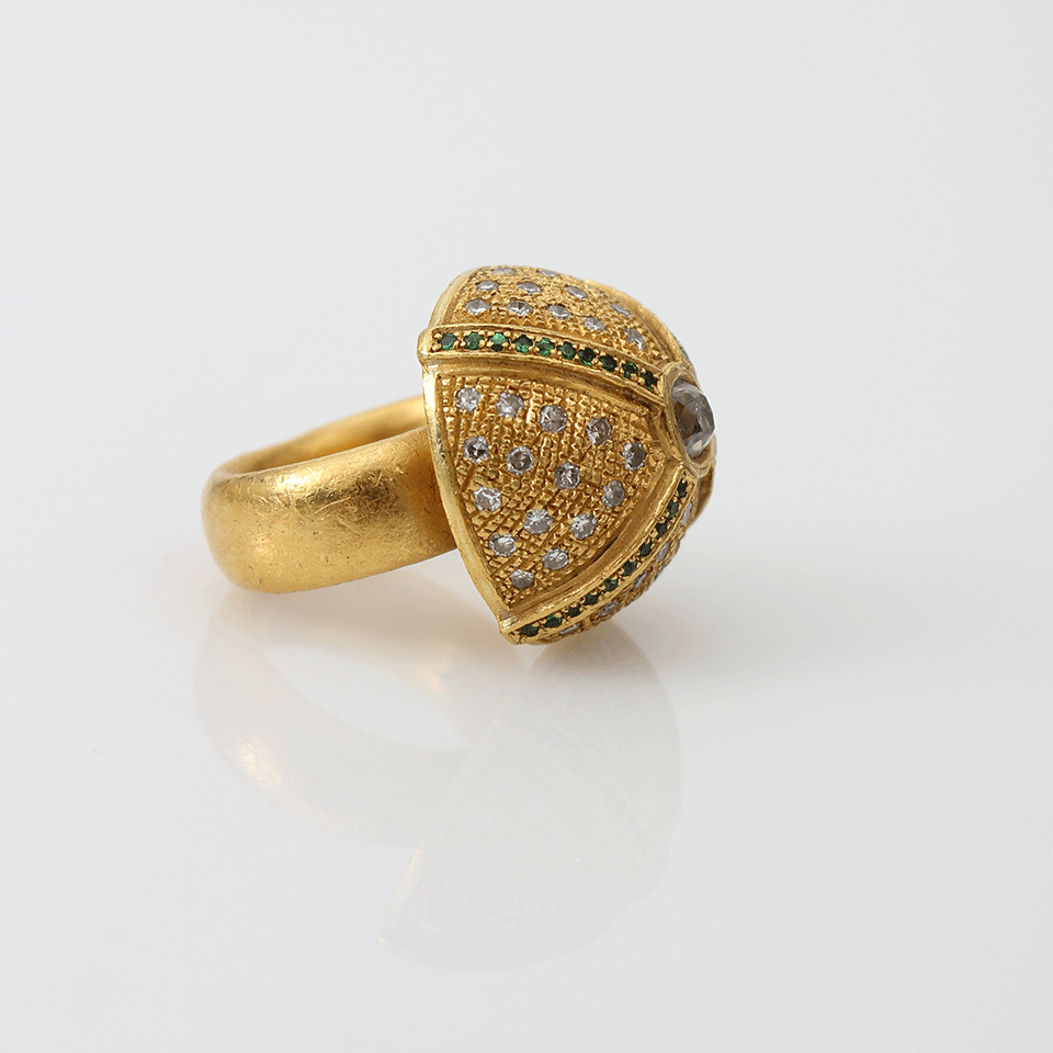 BOAZ KASHI-Diamond Dome Ring-YELLOW GOLD