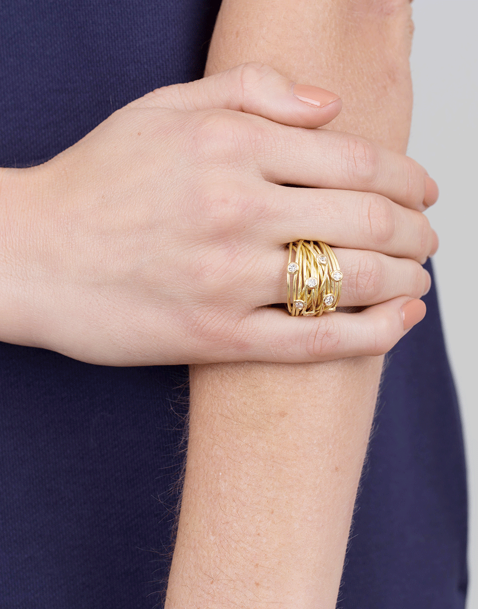 BOAZ KASHI-Diamond Wire Wrap Ring-YELLOW GOLD