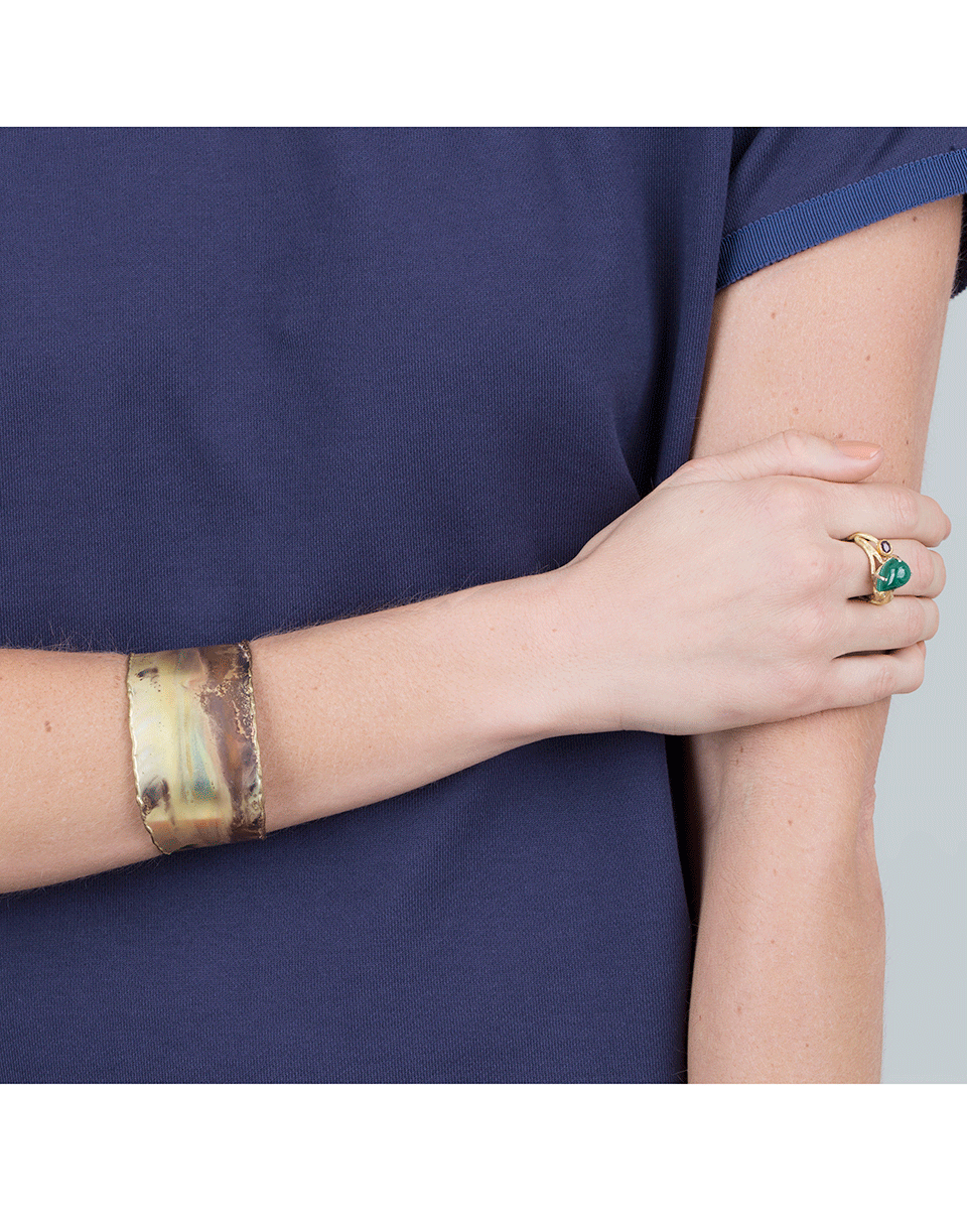 BOAZ KASHI-Malachite And Pink Tourmaline Ring-YELLOW GOLD