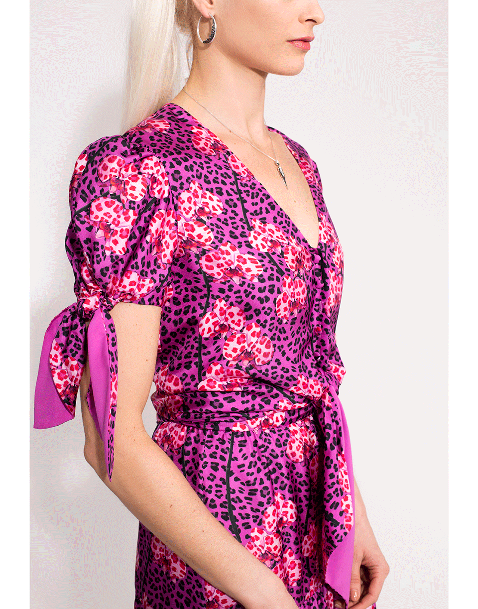 BORGO DE NOR-Miranda Tie Sleeve Twill Crop Top-