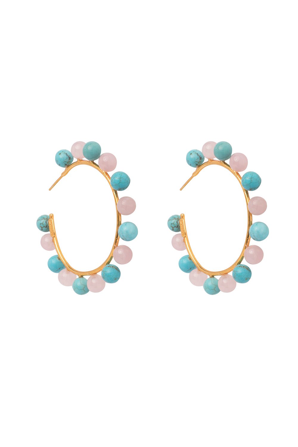 Turquoise Rose Quartz Hoop Earrings Marissa Collections