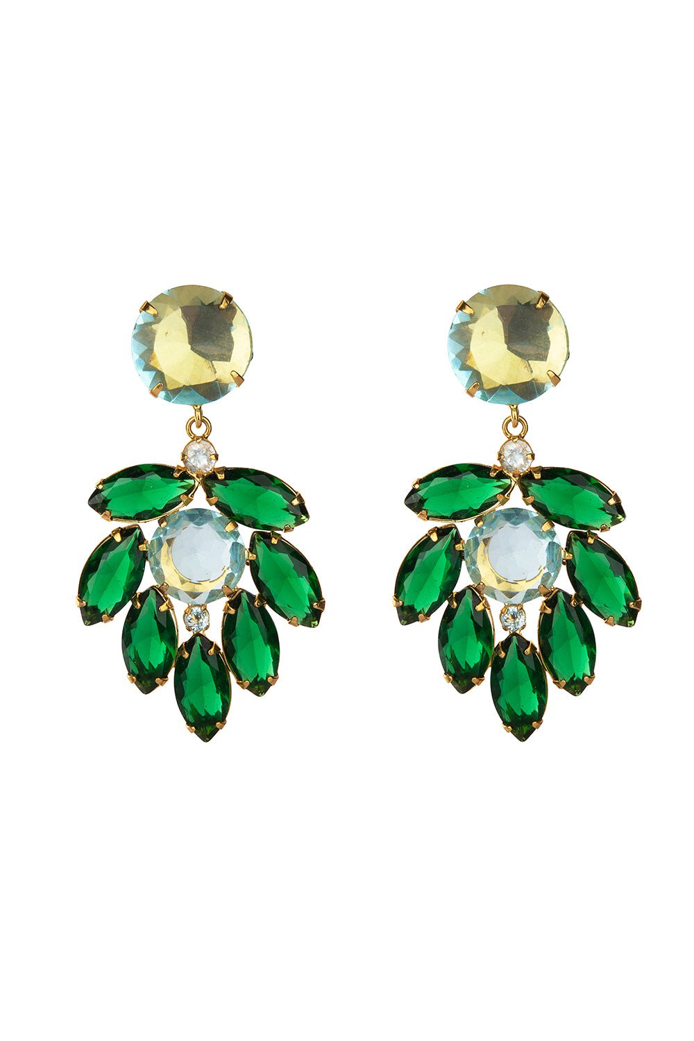 Green Onyx Blue Quartz Earrings