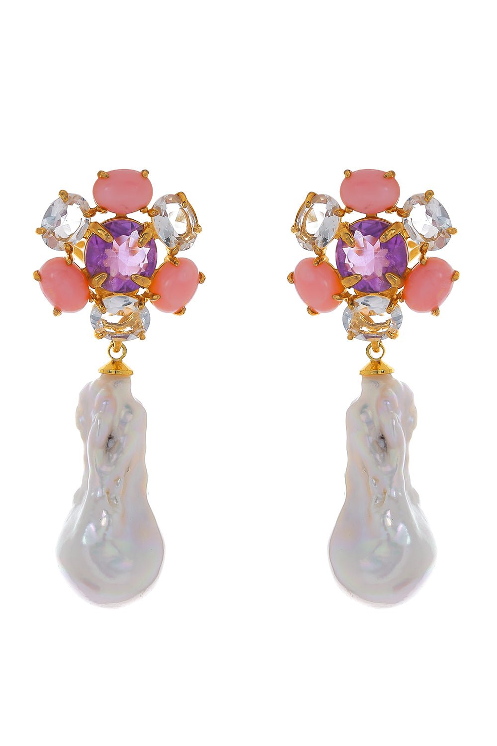 Pink Opal Baroque Pearl Earrings Marissa Collections