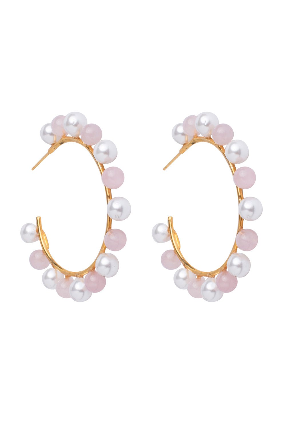 Rose Quartz Pearl Hoop Earrings Marissa Collections