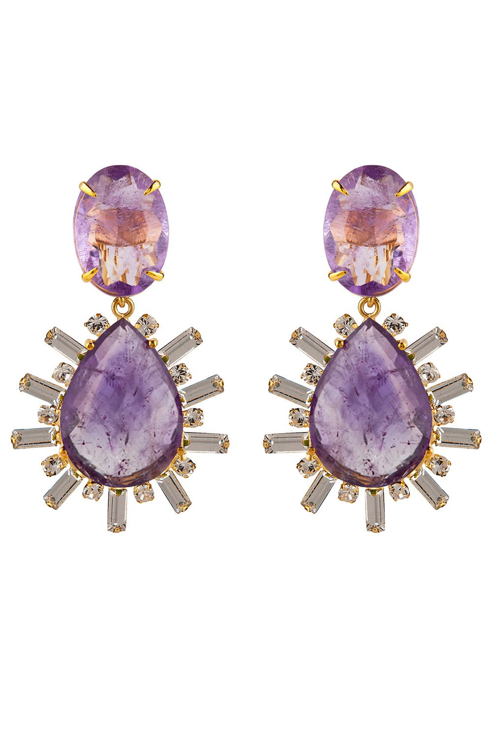 Amethyst Oval Top Earrings