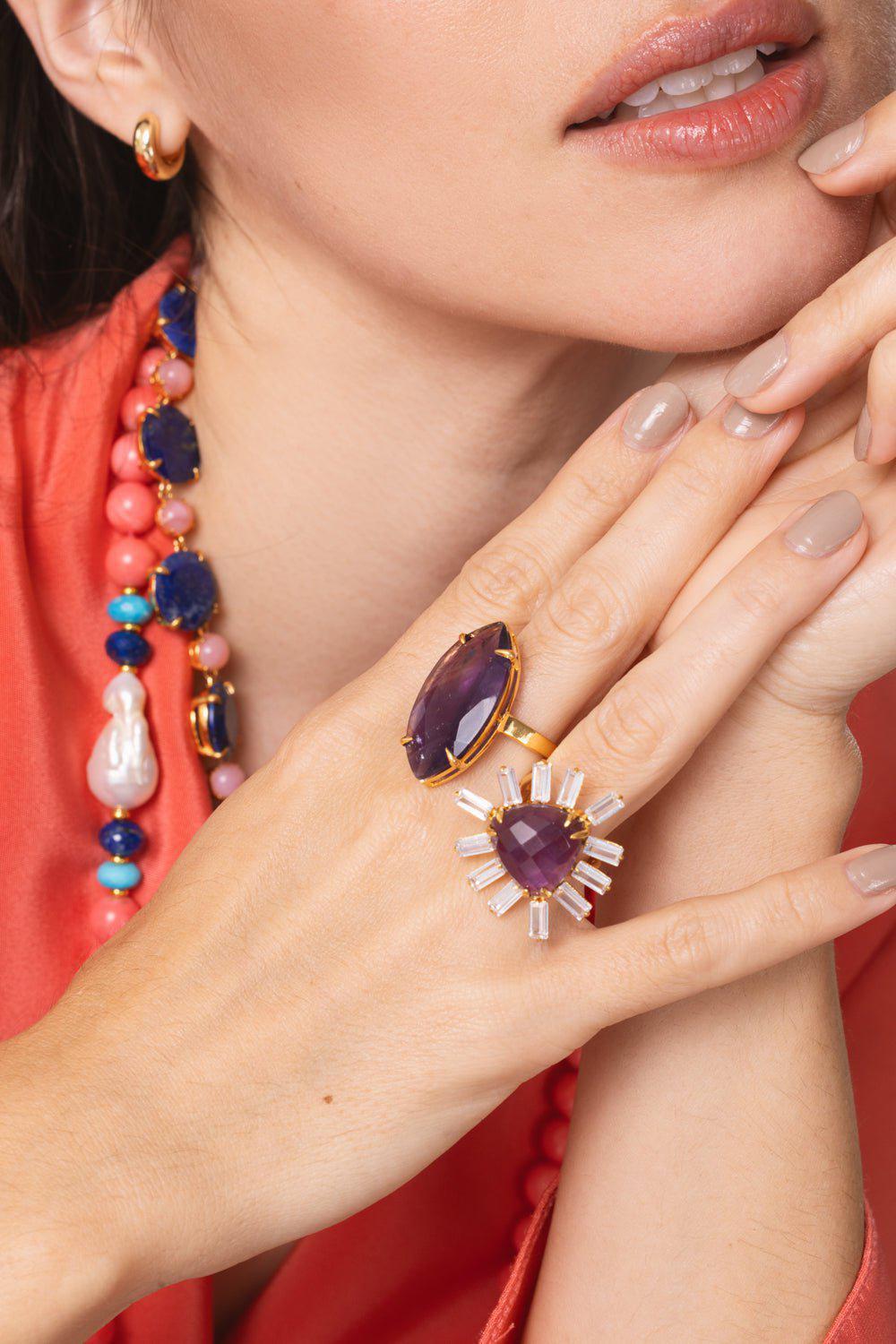 BOUNKIT JEWELRY-Amethyst Quartz Abigail Ring-PURPLE