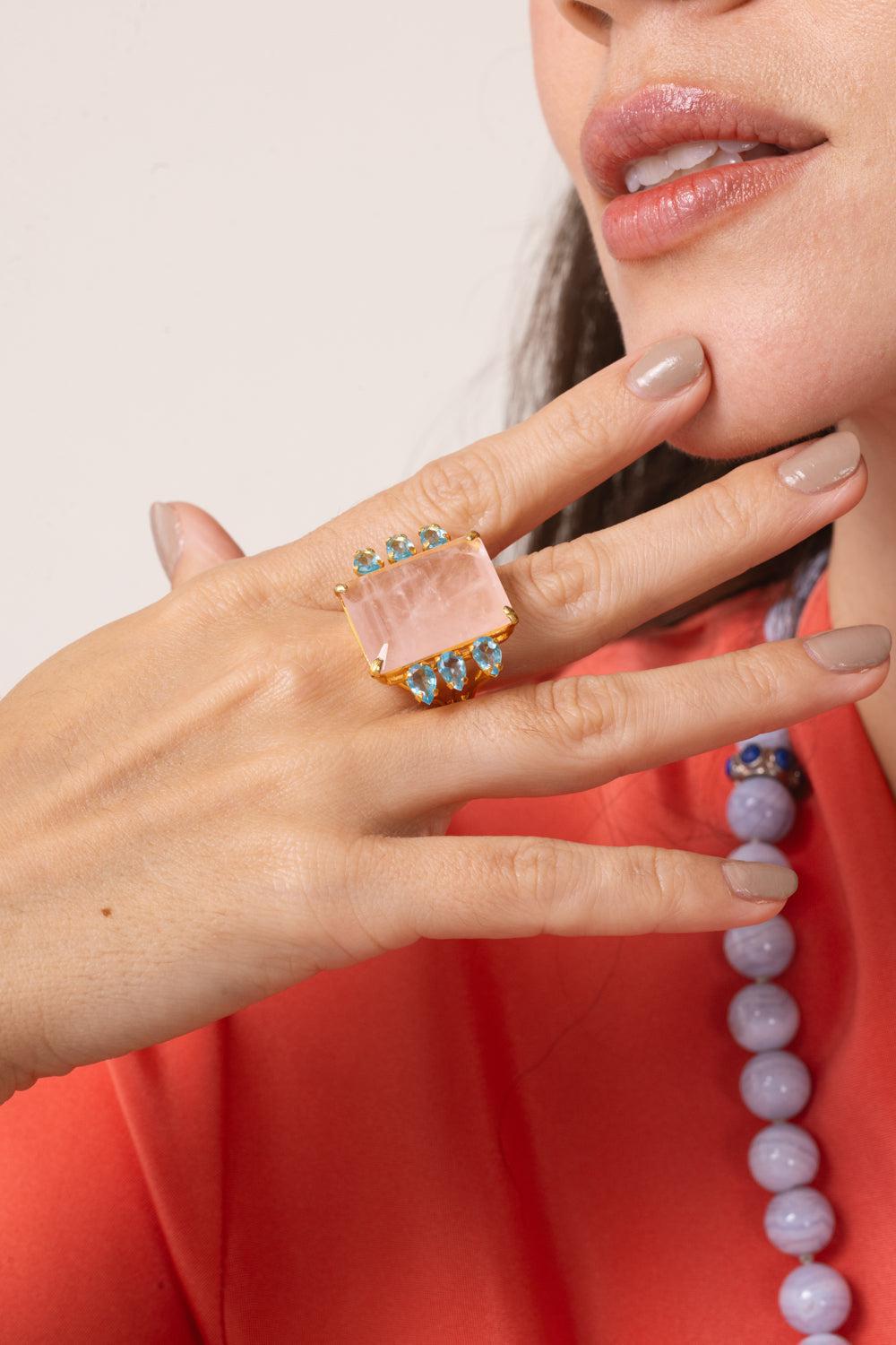 BOUNKIT JEWELRY-Topaz Quartz Zahra Ring-ROSE