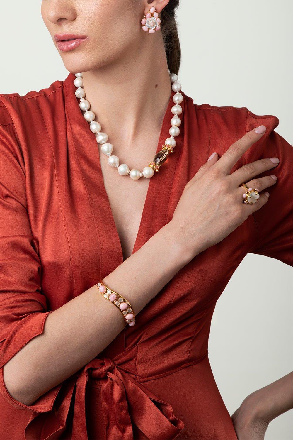 BOUNKIT JEWELRY-Pink Opal Harriet Ring-WHT/PNK