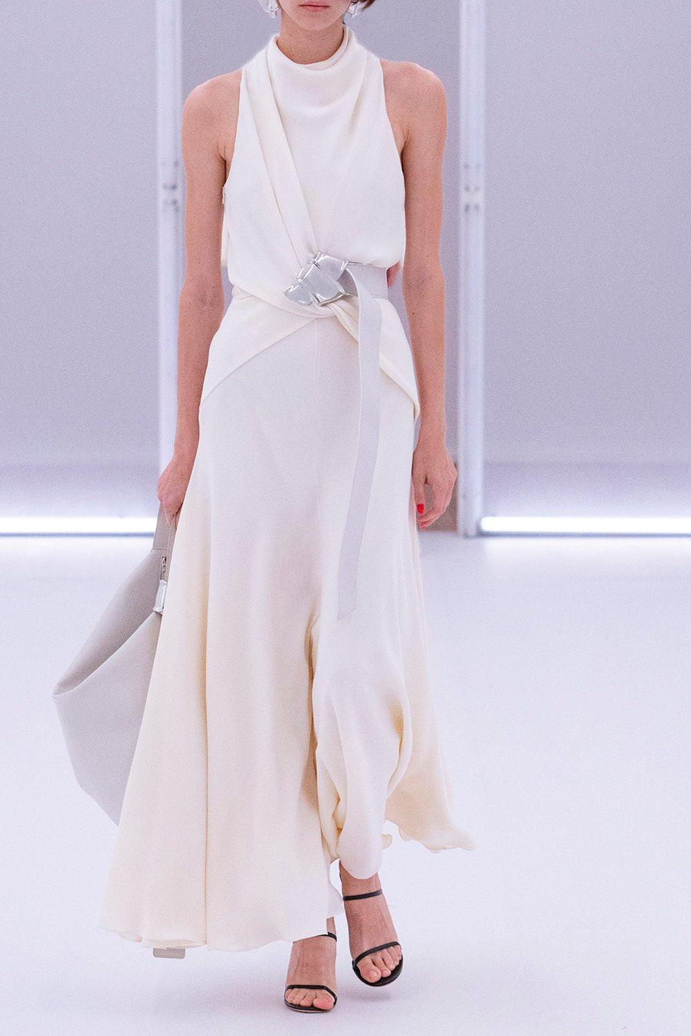 BRANDON MAXWELL-Silver Knot Buckle Belt-