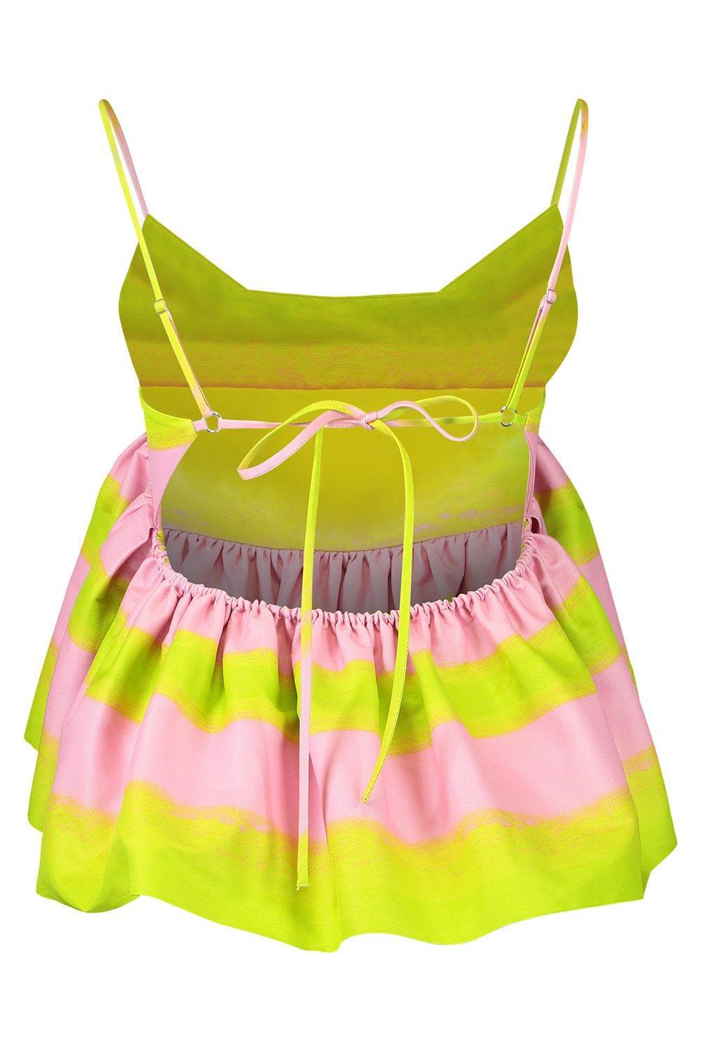 BRANDON MAXWELL-Cropped Ruffle Peplum Top-LIL/PRIM