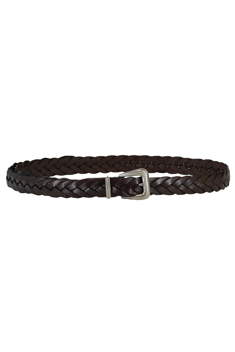 Western Braided Belt-BROWN-S-ACCESSORIEBELTS-BRUNELLO CUCINELLI