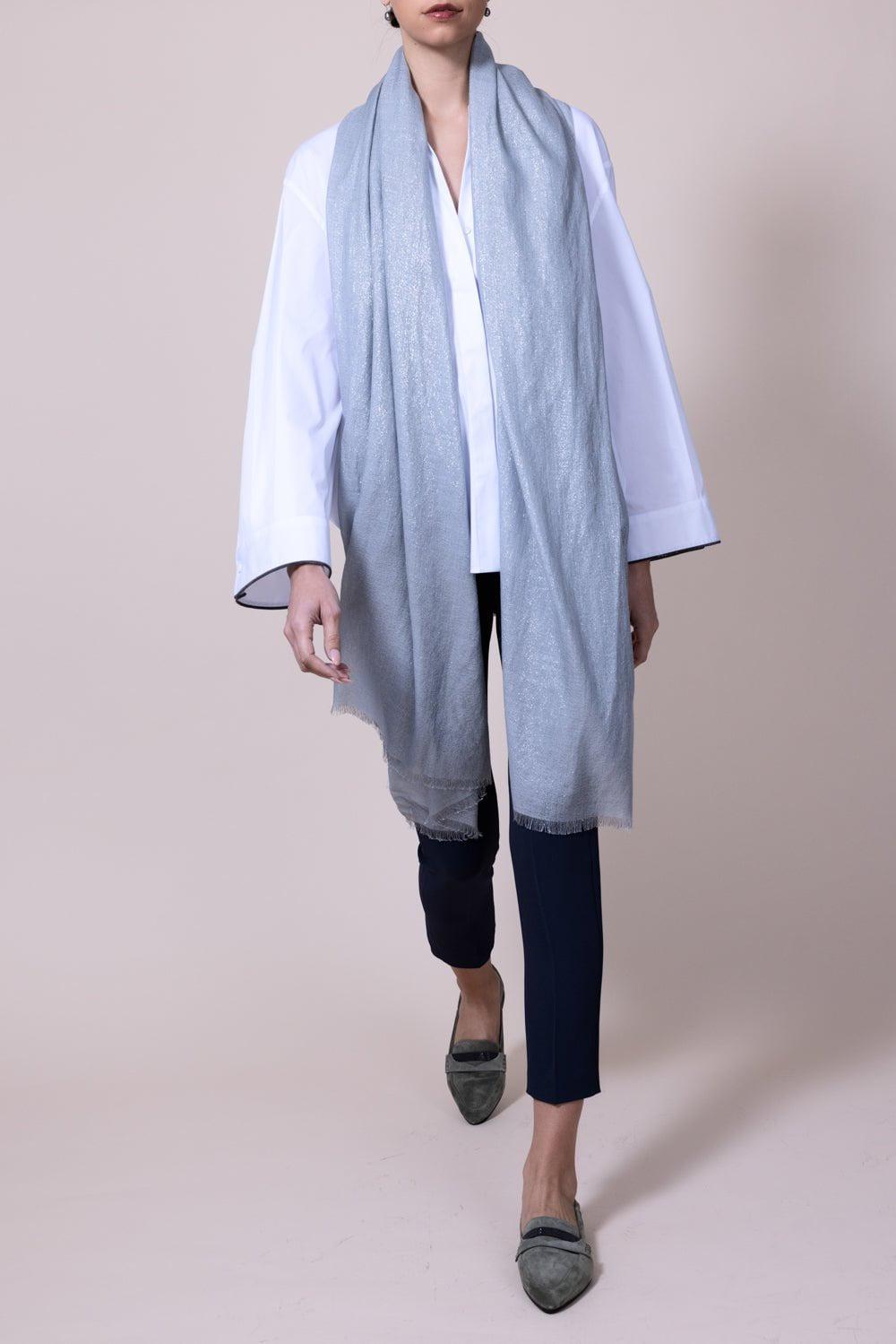 BRUNELLO CUCINELLI-Cashmere Silk Lurex Scarf - Peltro-PELTRO