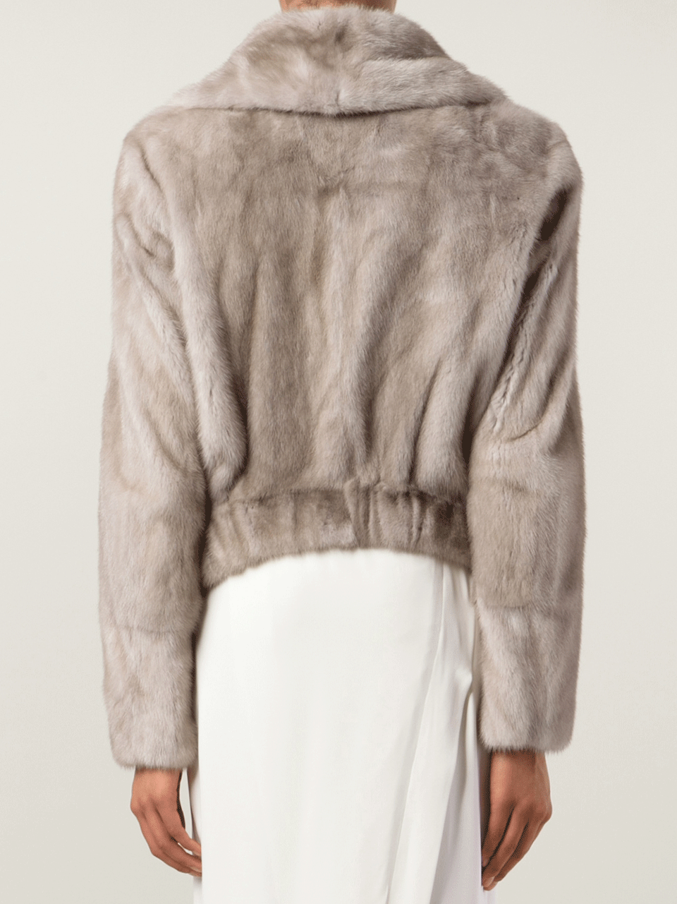 BRUNELLO CUCINELLI-Mink Cropped Coat-DOVE