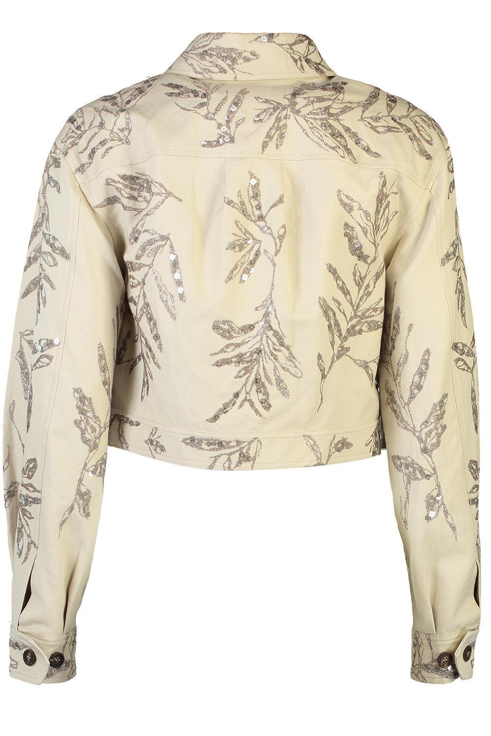 Cropped Embroidered Blazer-PANAMBLU-38-CLOTHINGJACKETCASUAL-BRUNELLO CUCINELLI