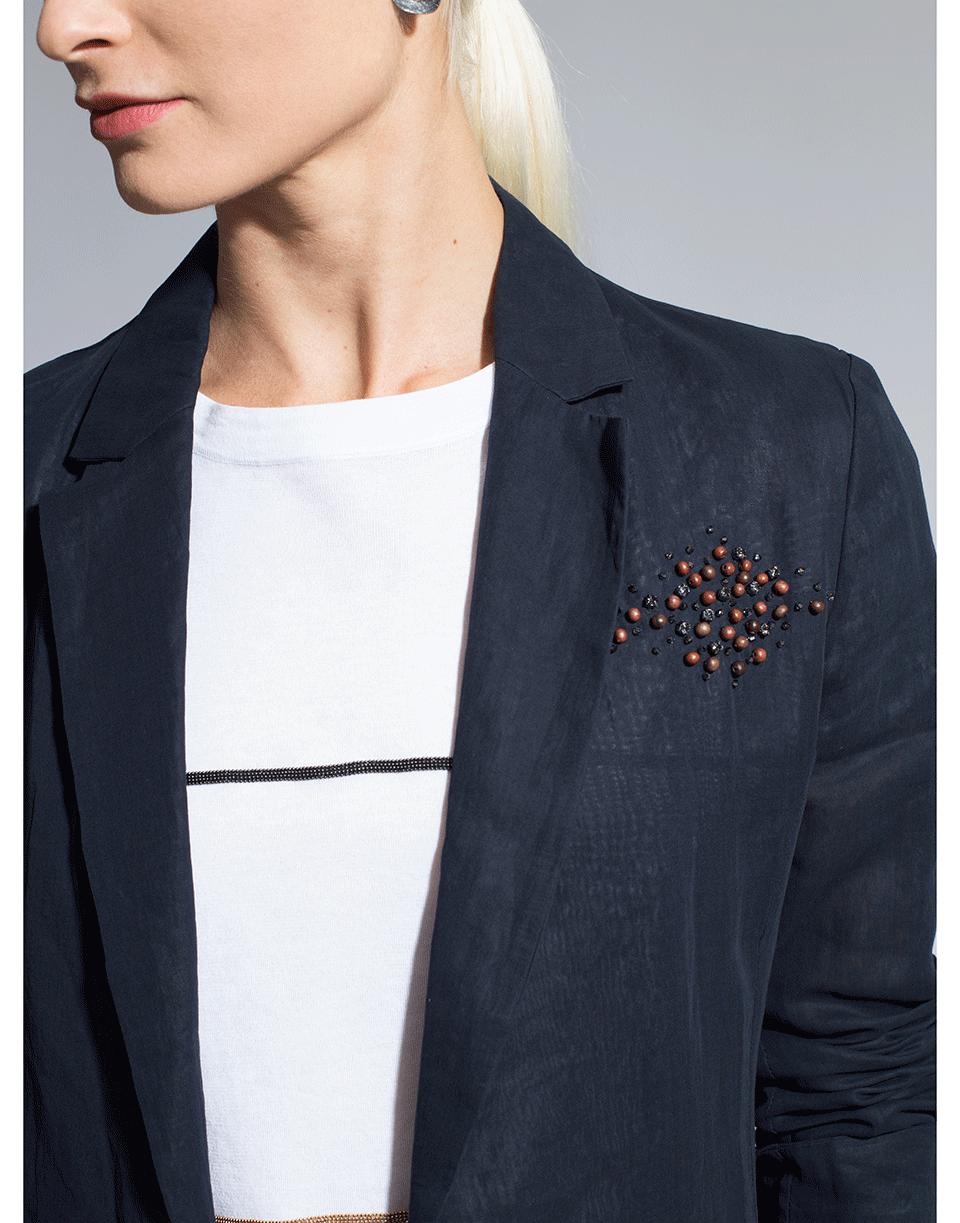 BRUNELLO CUCINELLI-One Button Crystal And Cotton Jacket-