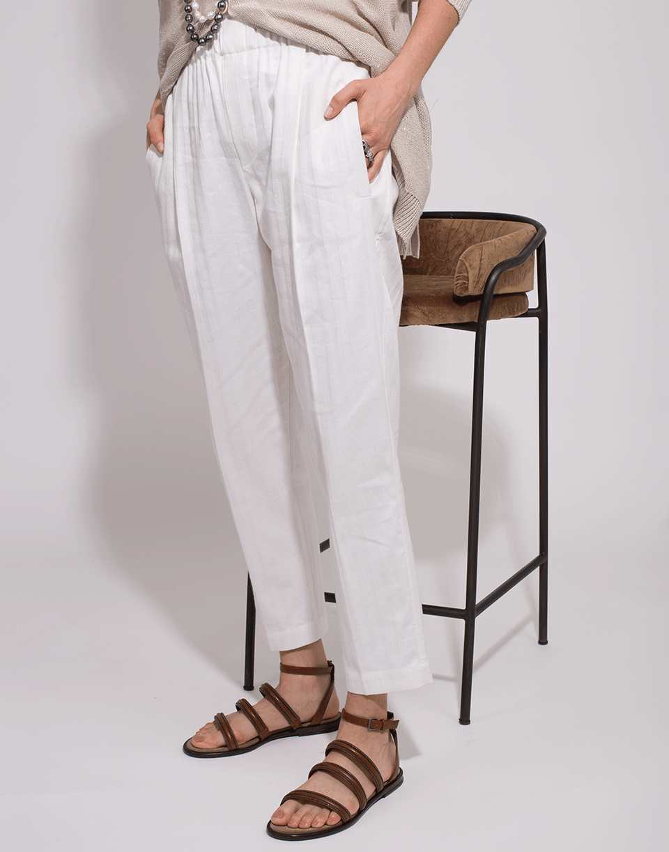 BRUNELLO CUCINELLI-Linen Chevron Paper Bag Pant-