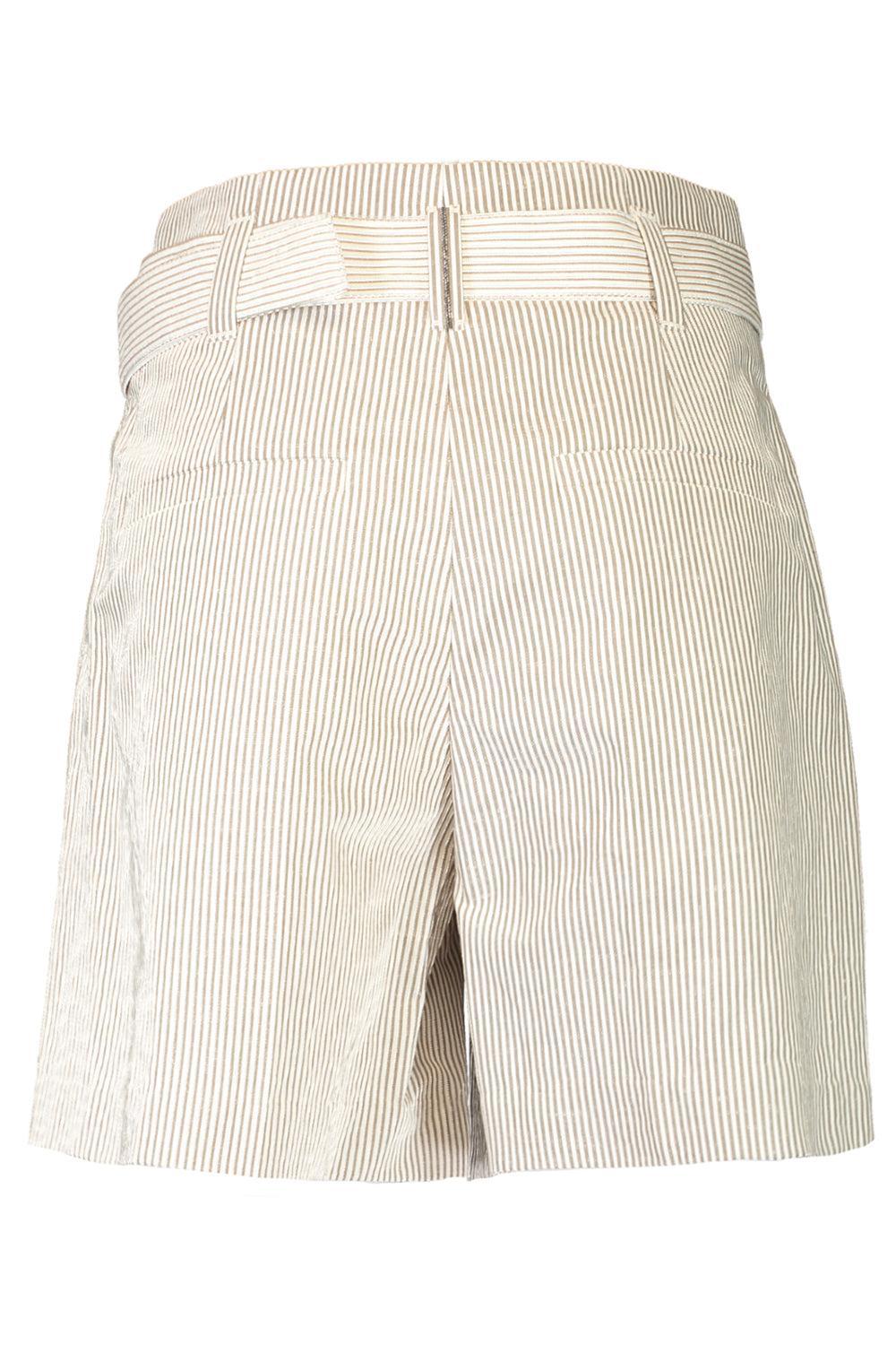 Pinstripe Self Belt Short-WHT/BRWN-36-CLOTHINGPANTSHORT-BRUNELLO CUCINELLI