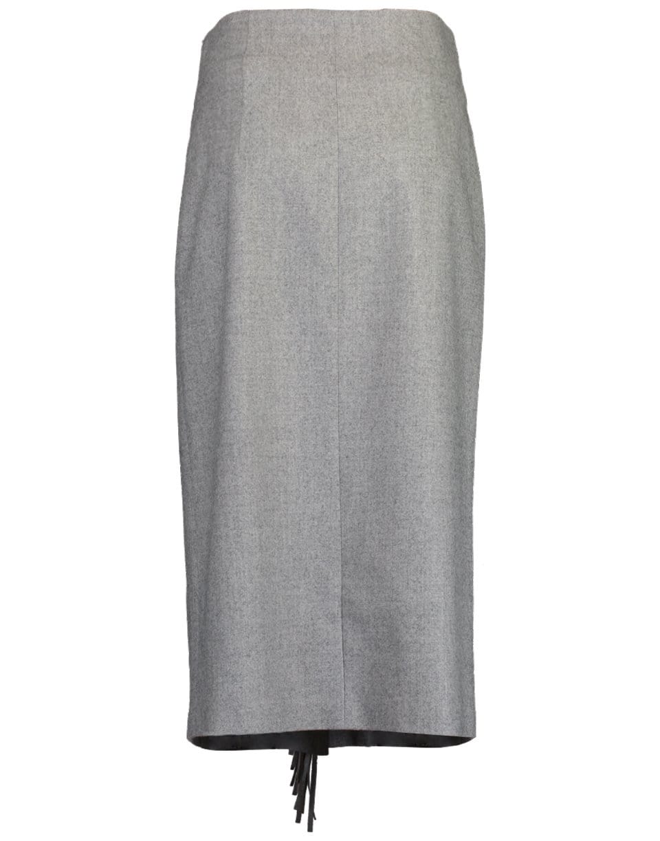 BRUNELLO CUCINELLI-Wool Flannel Fringe Slit Skirt-