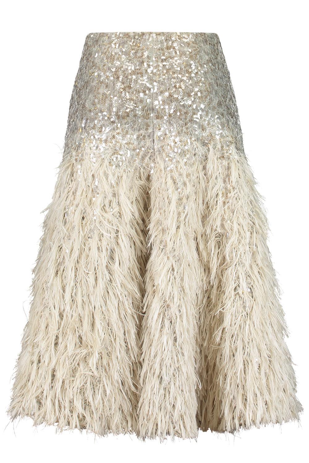 Degrade Embellished Fit Flare Midi Skirt-BROWN-40-CLOTHINGSKIRTMIDI-BRUNELLO CUCINELLI