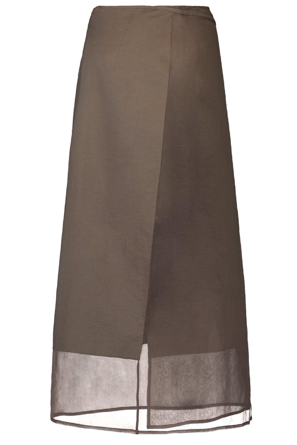 Diagonal Sarong Skirt-CHOCOLAT-38-CLOTHINGSKIRTMIDI-BRUNELLO CUCINELLI