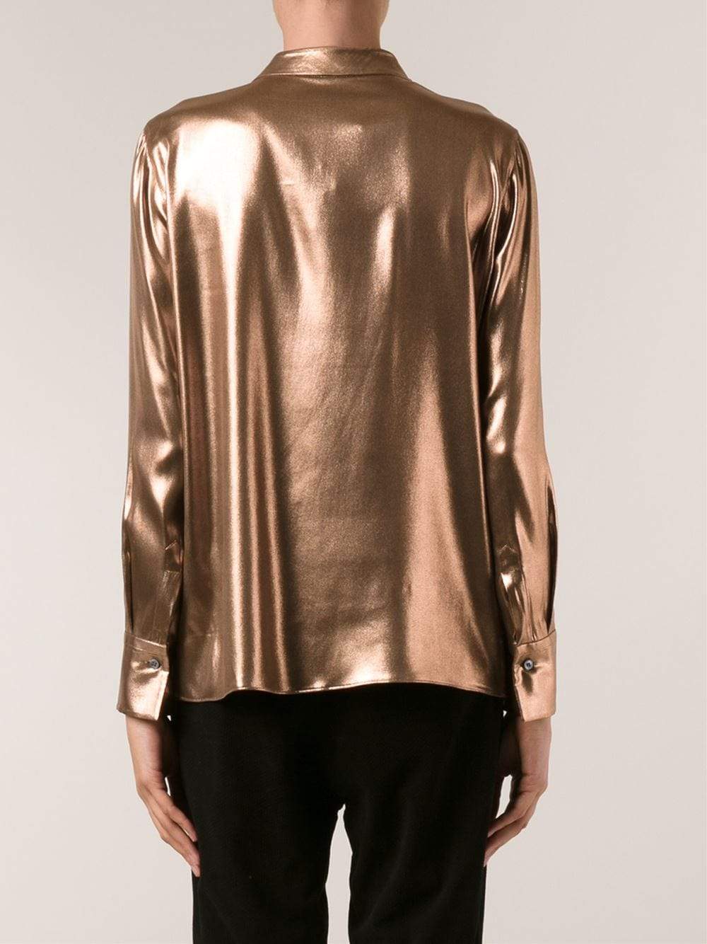 BRUNELLO CUCINELLI-Lame Button Down Blouse-