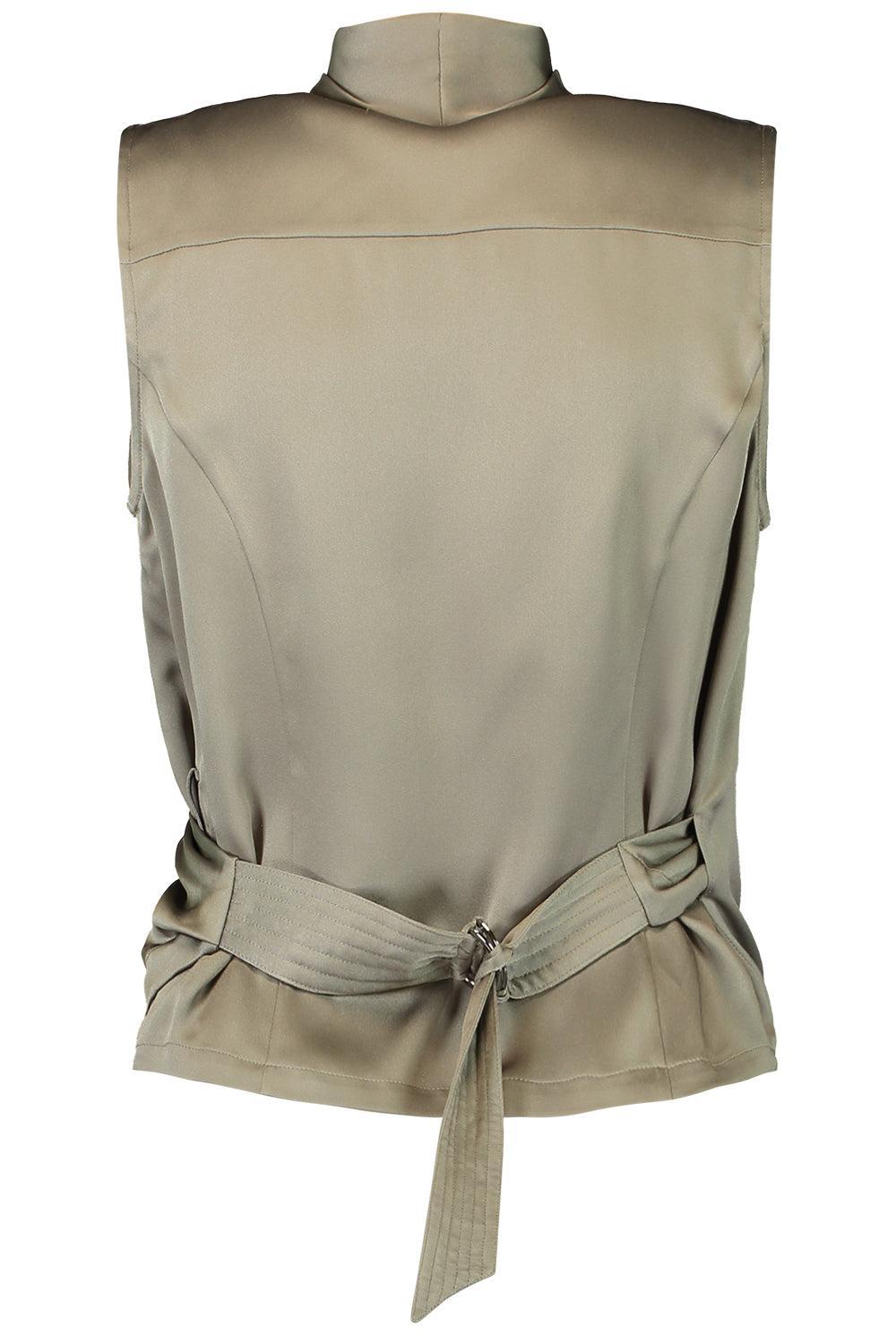 Sleeveless Wrap Top-GREEN-S-CLOTHINGTOPBLOUSE-BRUNELLO CUCINELLI