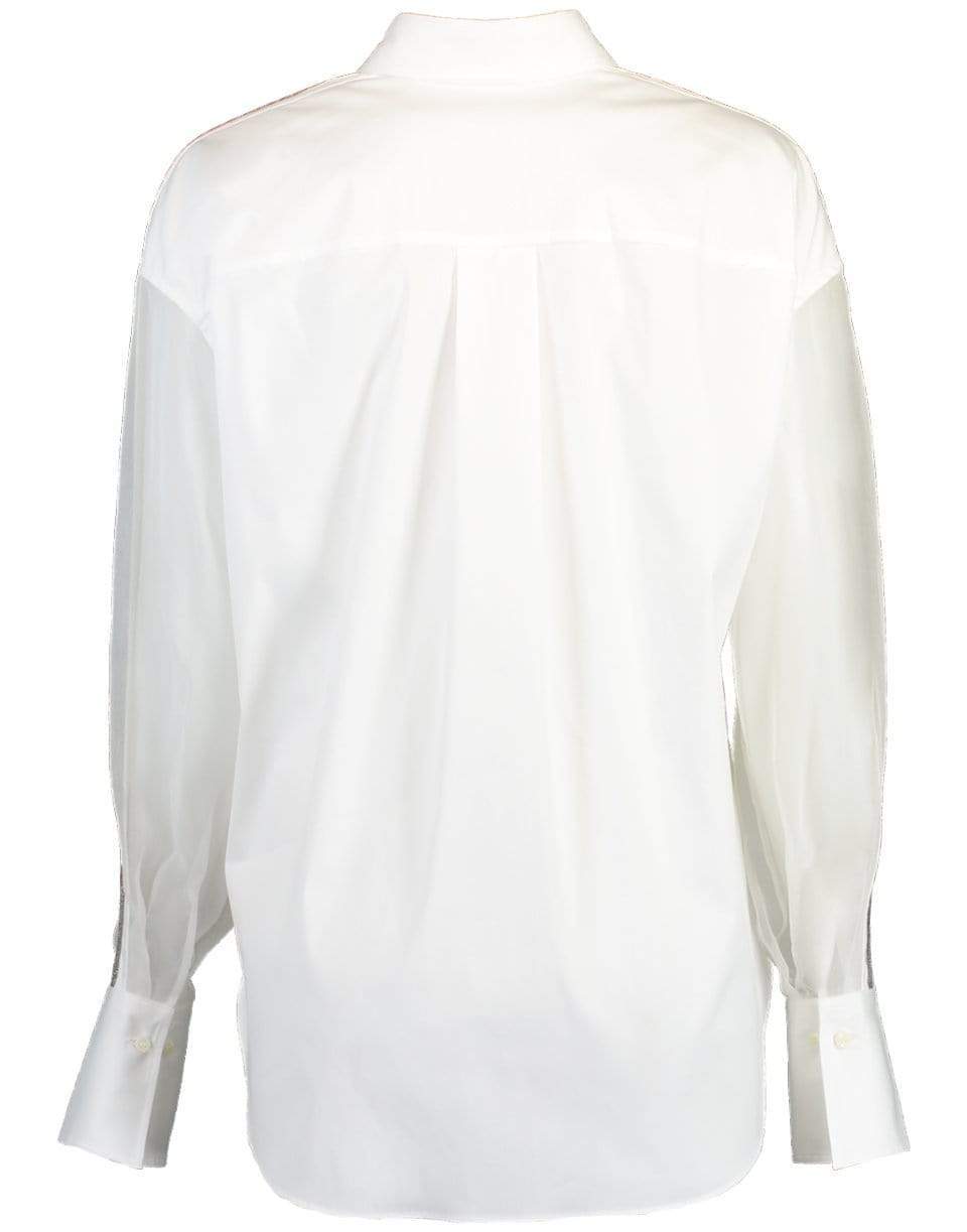BRUNELLO CUCINELLI-Monili Trimmed Organza Sleeve Top-