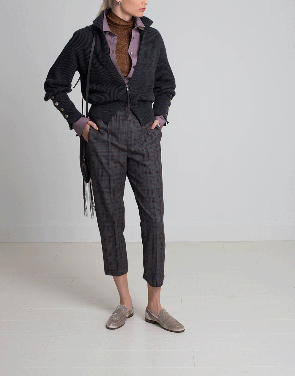 BRUNELLO CUCINELLI-Zip Up Cropped Cardigan-