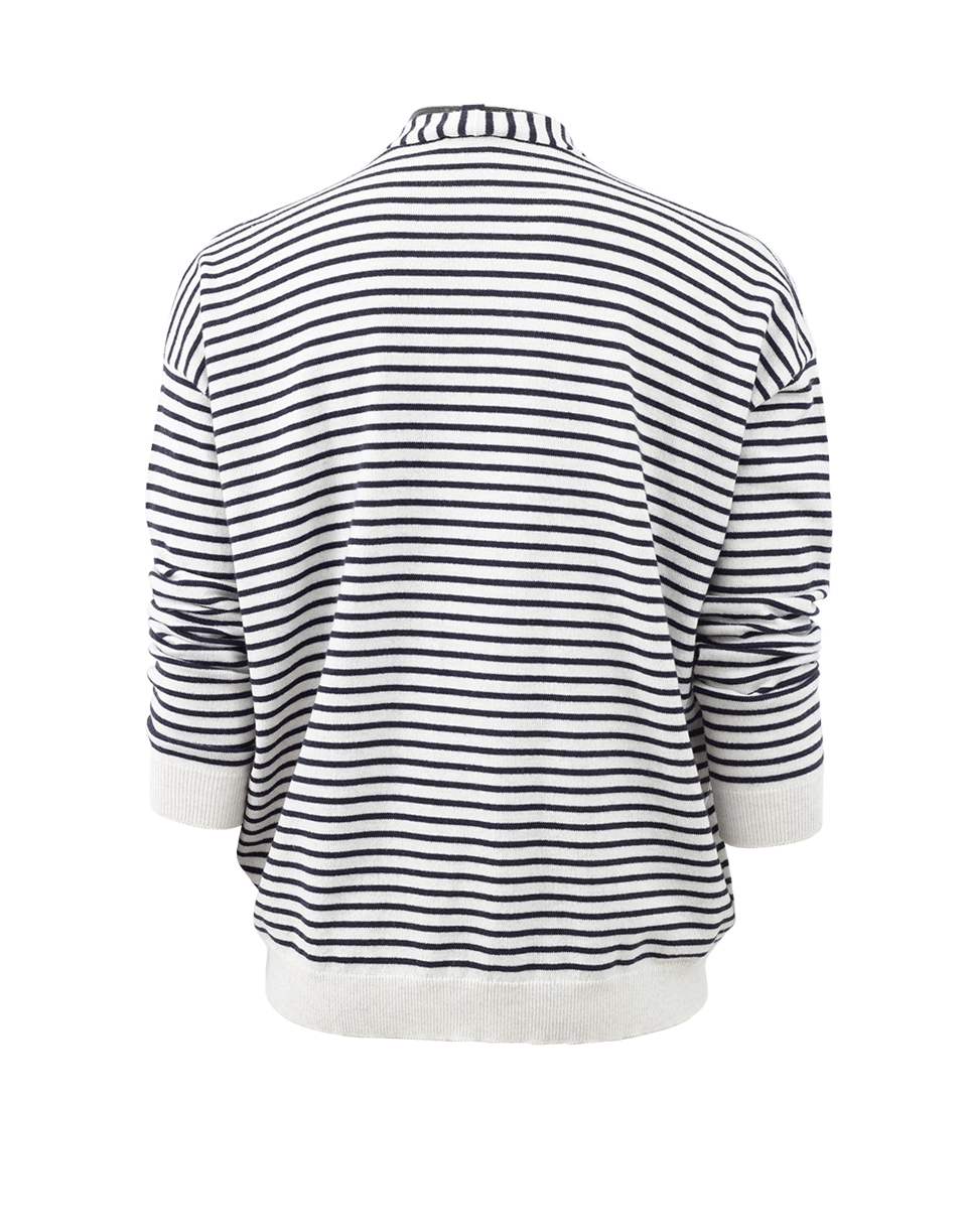 BRUNELLO CUCINELLI-Striped Cardigan With Monili Neck Tie-