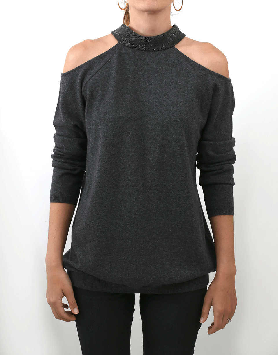 BRUNELLO CUCINELLI-Cold Shoulder Sweater-