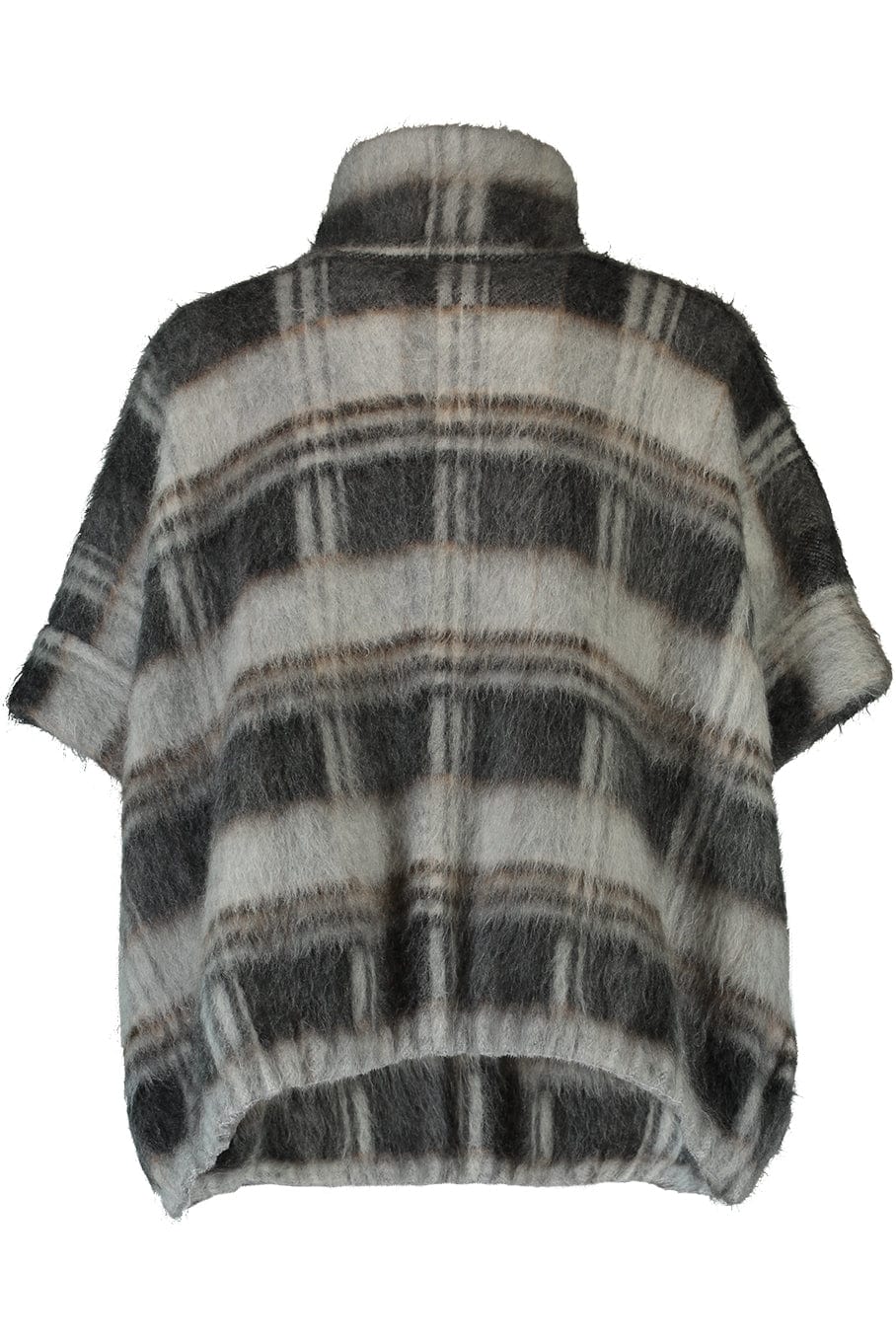 BRUNELLO CUCINELLI-Plaid Poncho With Zip Front-GRIG PANAMA