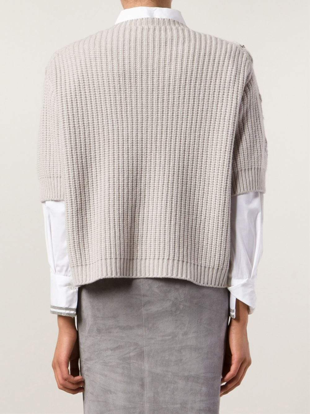 BRUNELLO CUCINELLI-Swarovski Crystals Drop Shoulder Sweater-