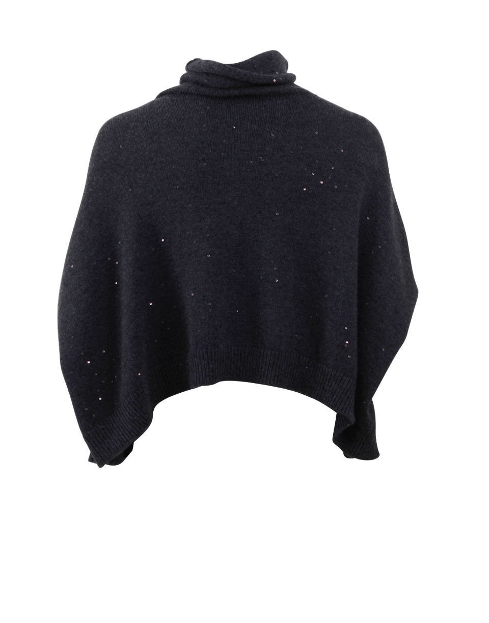 BRUNELLO CUCINELLI-Cowl Neck Cropped Paillette Sweater-