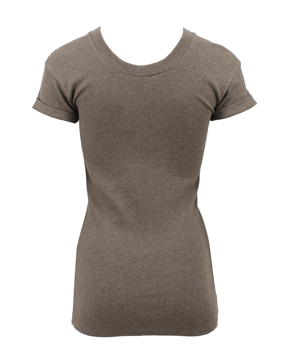 BRUNELLO CUCINELLI-Short Sleeve Ribbed Monili Collar Tee-