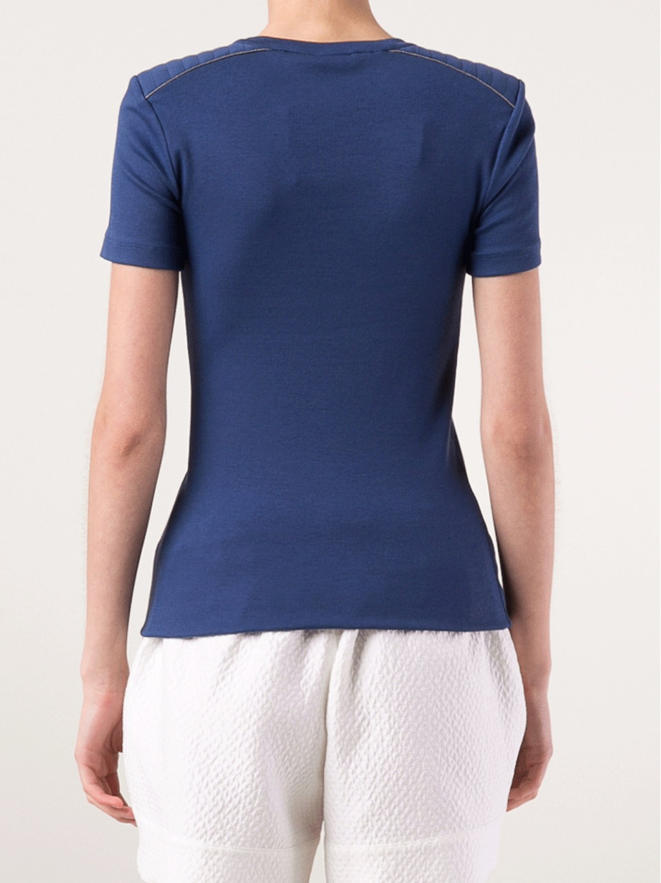 BRUNELLO CUCINELLI-Short Sleeve Biker Detailed Rib Tee-