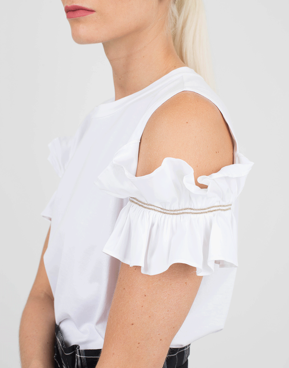 BRUNELLO CUCINELLI-Ruched Shoulder Cotton Top-