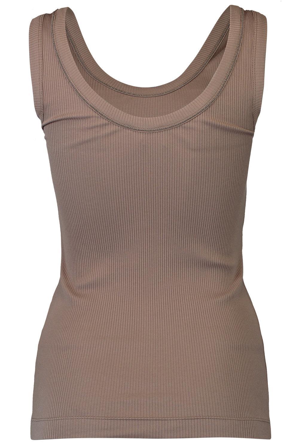 Comfort Ribbed Top-CHOCOLAT-XS-CLOTHINGTOPTANK-BRUNELLO CUCINELLI