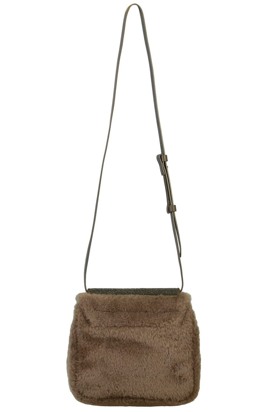 BRUNELLO CUCINELLI-Shearling Crossbody Bag-MOCHA