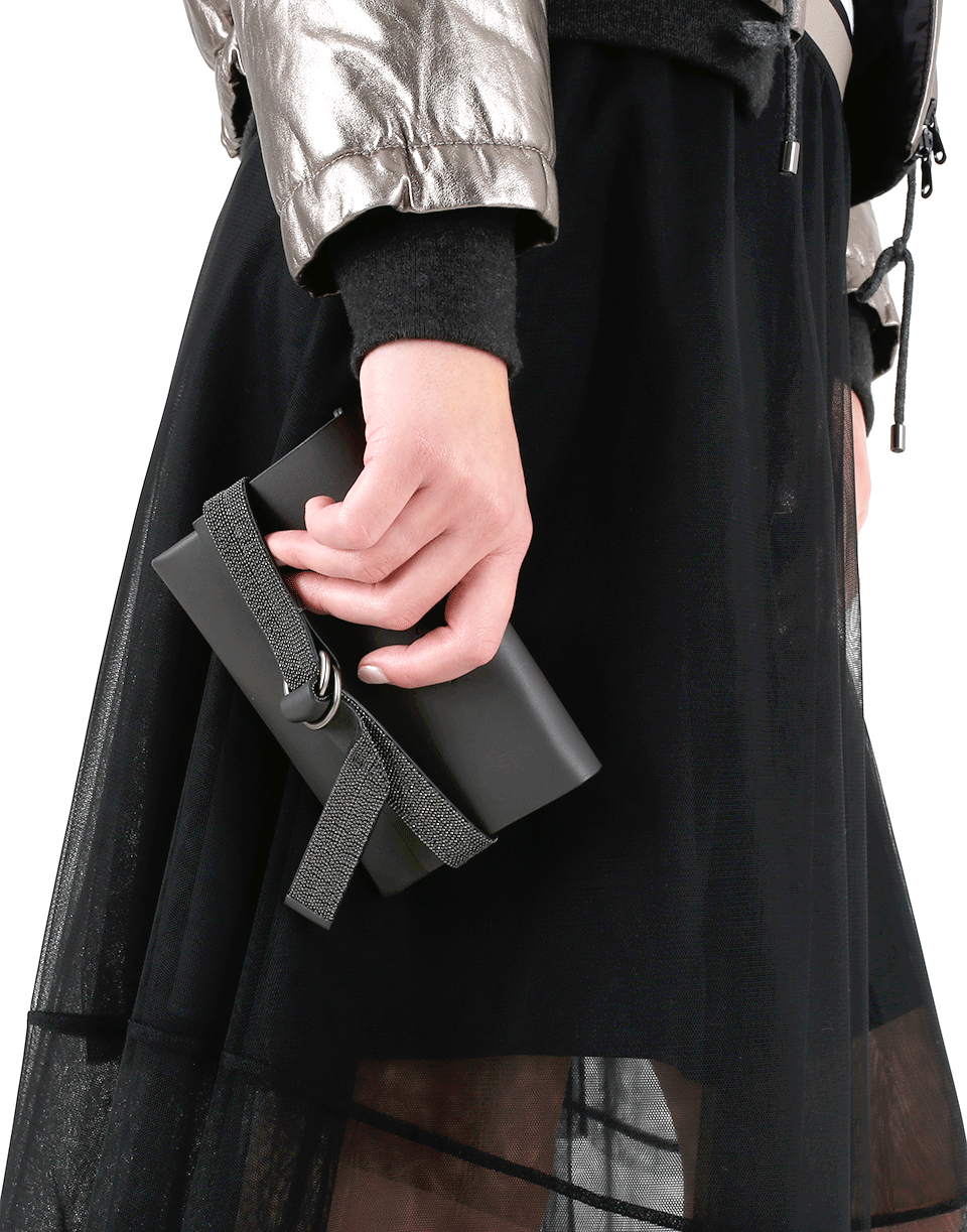 BRUNELLO CUCINELLI-Mini Flap Monili Band Wallet-GRAPHITE