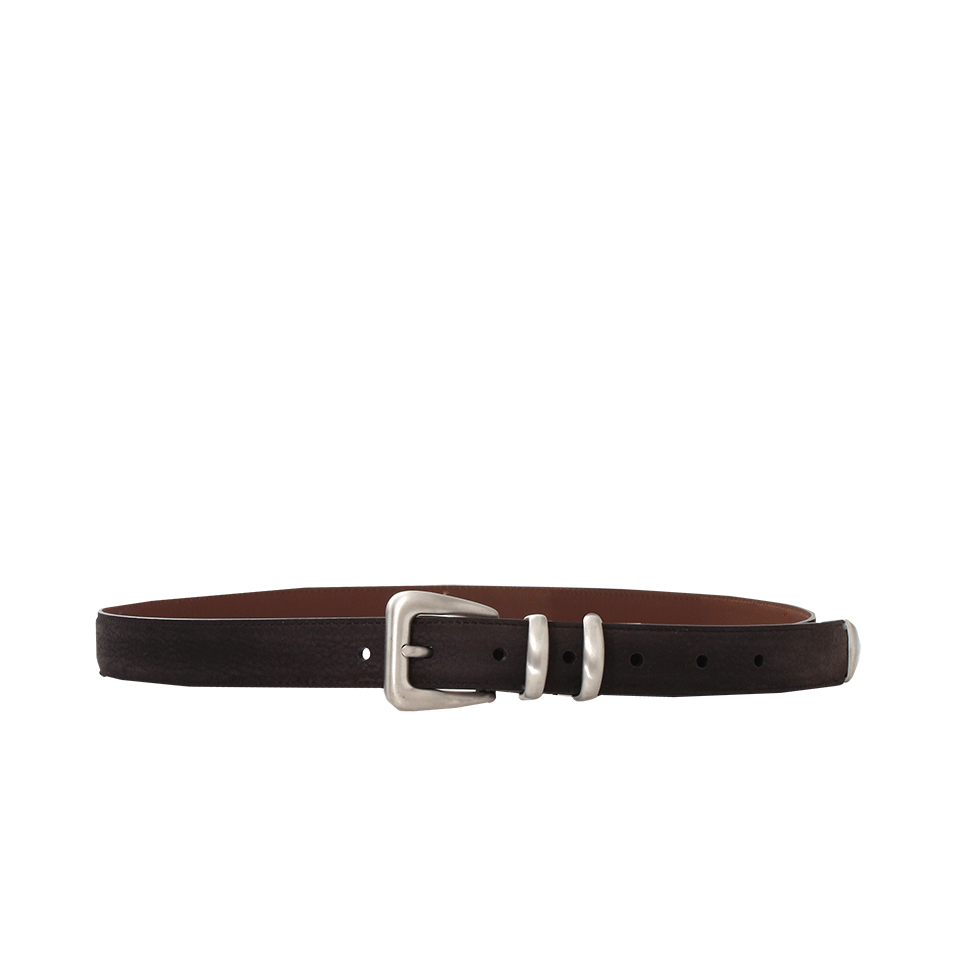 BRUNELLO CUCINELLI-Thin Silver Tip Belt-