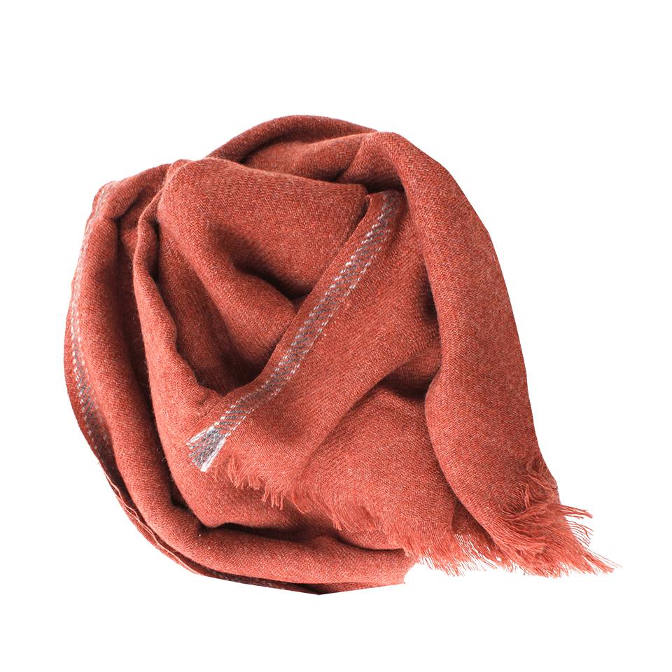 BRUNELLO CUCINELLI-Cashmere Solid Scarf With Tipping-RUST