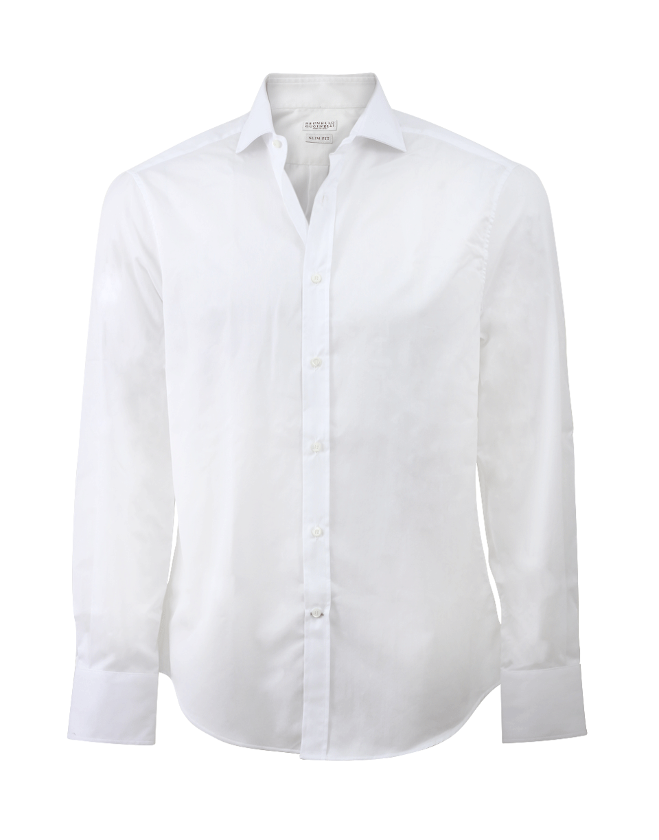 BRUNELLO CUCINELLI-Solid Spread Collar Shirt-