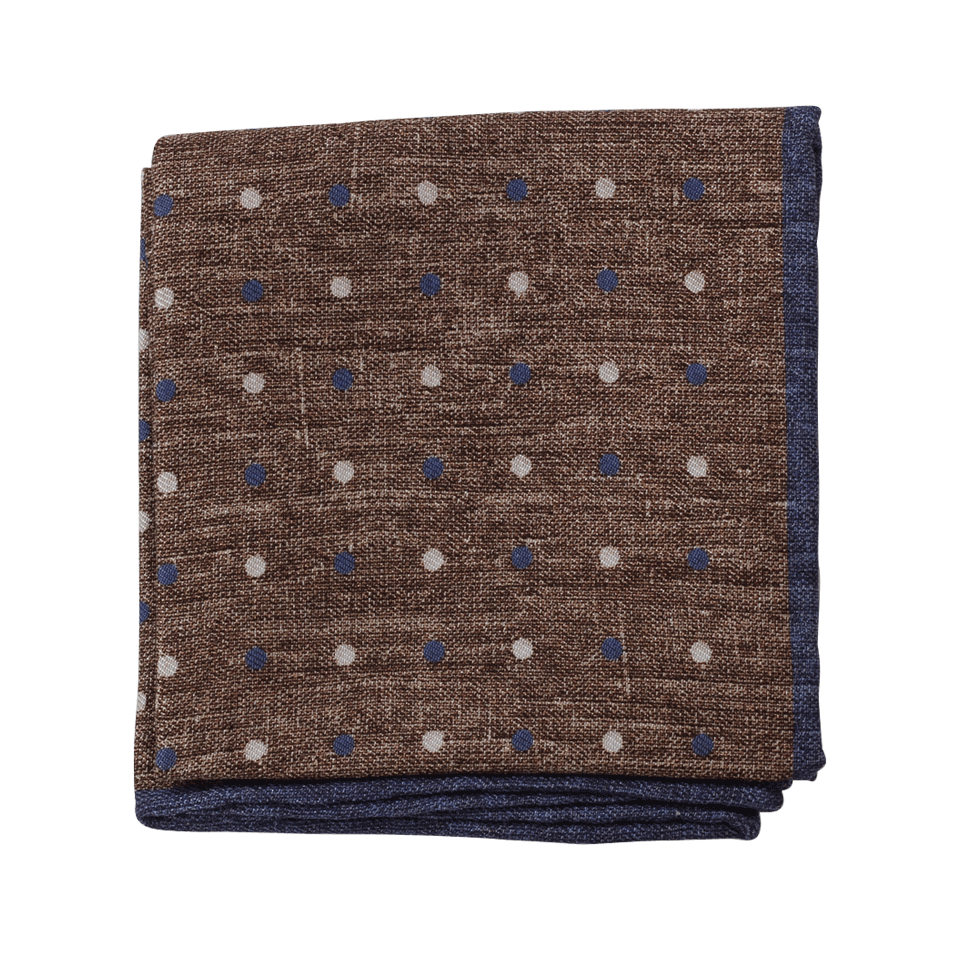 BRUNELLO CUCINELLI-Two-Tone Dots Pocket Square-BROWN