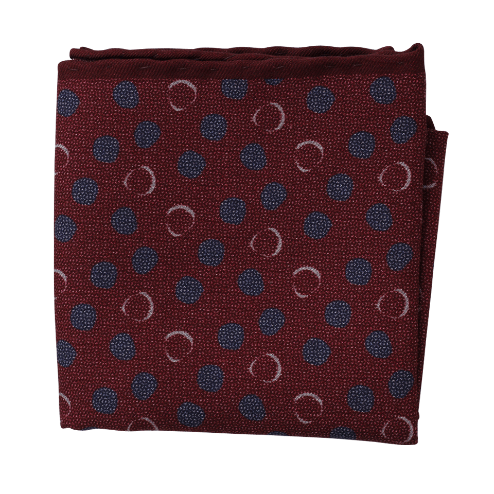 BRUNELLO CUCINELLI-Abstract Dot Pocket Square-BURGUNDY