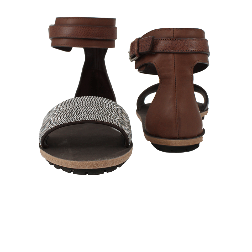 BRUNELLO CUCINELLI-Monili Leather Strap Sandal-