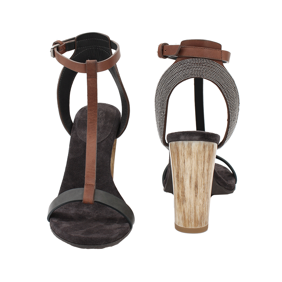 BRUNELLO CUCINELLI-T-Strap Monili Detail Sandal-